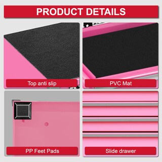 Foto 6 | Foto 6 | Caja De Herramientas P.i.t. Mini Rosa De Acero Con 5 Cajones Apilable Con Forro - Venta Internacional.