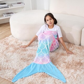 Foto 5 | Foto 5 | Manta Paljaca Con Forma De Cola De Sirena Para Niños De 4 A 12 Años Color Azul - Venta Internacional.