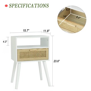 Foto 4 | Foto 4 | Mesita De Noche Maxsmeo Blanca Con Cajón Moderna De Mediados De Siglo - Venta Internacional.