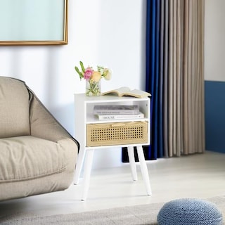 Foto 5 | Foto 5 | Mesita De Noche Maxsmeo Blanca Con Cajón Moderna De Mediados De Siglo - Venta Internacional.