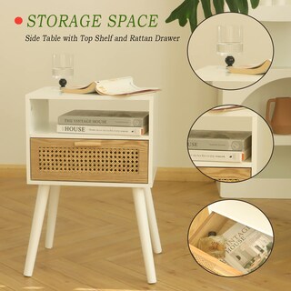 Foto 6 | Foto 6 | Mesita De Noche Maxsmeo Blanca Con Cajón Moderna De Mediados De Siglo - Venta Internacional.