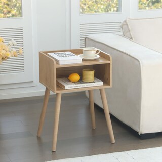 Foto 2 | Foto 2 | Mesita De Noche Maxsmeo Mid Century Modern Con Almacenamiento En Nogal Rústico - Venta Internacional.