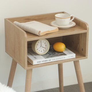 Foto 7 | Foto 7 | Mesita De Noche Maxsmeo Mid Century Modern Con Almacenamiento En Nogal Rústico - Venta Internacional.