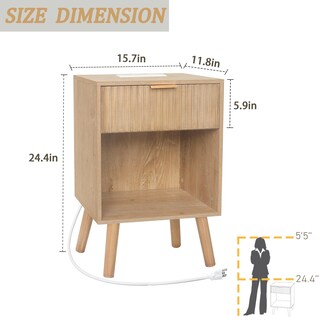 Foto 3 | Foto 3 | Mesita De Noche Fultyle Wood Con Estación De Carga De Nogal Rústico - Venta Internacional.