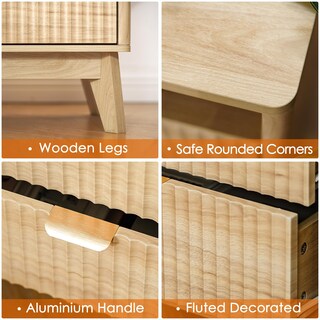 Foto 6 | Foto 6 | Mesita De Noche Lyncohome Estriada Con Estación De Carga De 50 Cm Con 2 Cajones - Venta Internacional.