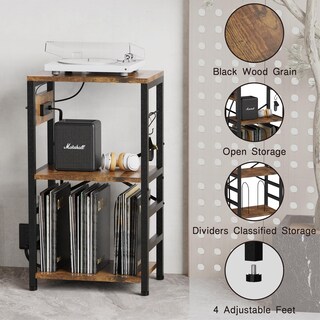 Foto 7 | Foto 7 | Mesa Auxiliar Yakanj Con Luz Led  Soporte Para Tocadiscos  Color Marrón - Venta Internacional.