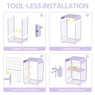 Foto 7 | Foto 7 | Mesita De Noche Apexchaser  Bonita Mesa Auxiliar De Metal De 3 Niveles  Color Morado - Venta Internacional.