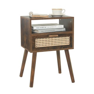 Foto 1 | Foto 1 | Mesita De Noche Maxsmeo Mid Century De Ratán Con Cajón De Madera  Marrón - Venta Internacional.