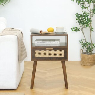 Foto 2 | Foto 2 | Mesita De Noche Maxsmeo Mid Century De Ratán Con Cajón De Madera  Marrón - Venta Internacional.
