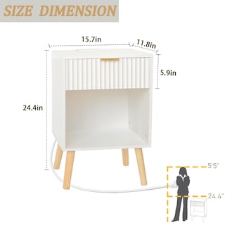 Foto 3 | Foto 3 | Mesita De Noche Fultyle Blanca Con Estación De Carga De Madera - Venta Internacional.