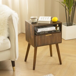 Foto 2 | Foto 2 | Mesita De Noche Fultyle De Madera De Nogal Con Cajones Estriados  Color Marrón Rústico - Venta Internacional.