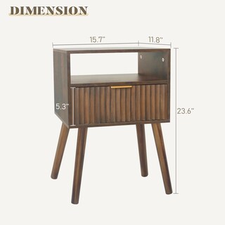 Foto 3 | Foto 3 | Mesita De Noche Fultyle De Madera De Nogal Con Cajones Estriados  Color Marrón Rústico - Venta Internacional.