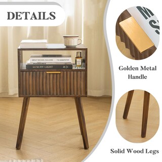 Foto 4 | Foto 4 | Mesita De Noche Fultyle De Madera De Nogal Con Cajones Estriados  Color Marrón Rústico - Venta Internacional.