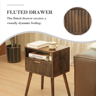 Foto 6 | Foto 6 | Mesita De Noche Fultyle De Madera De Nogal Con Cajones Estriados  Color Marrón Rústico - Venta Internacional.