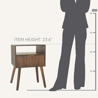 Foto 7 | Foto 7 | Mesita De Noche Fultyle De Madera De Nogal Con Cajones Estriados  Color Marrón Rústico - Venta Internacional.