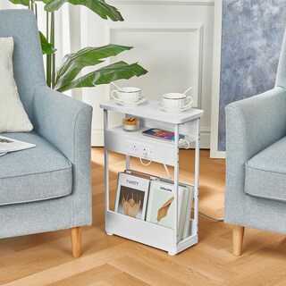 Foto 2 | Foto 2 | Mesa Auxiliar Yeakoo Narrow Con Estación De Carga De 3 Niveles Color Blanco - Venta Internacional.