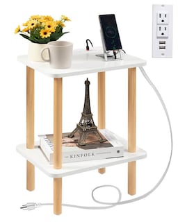 Foto 1 | Foto 1 | Mesa Auxiliar Foraofur Con Estación De Carga Y Puertos Usb  Color Blanco - Venta Internacional.