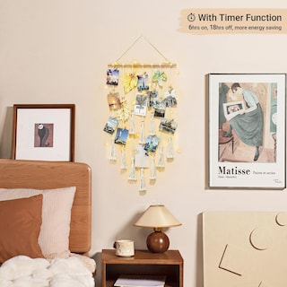 Foto 2 | Foto 2 | Expositor De Fotos Colgante Mkono Boho En Macramé Con Luz 42 X 16 5 Cm - Venta Internacional.