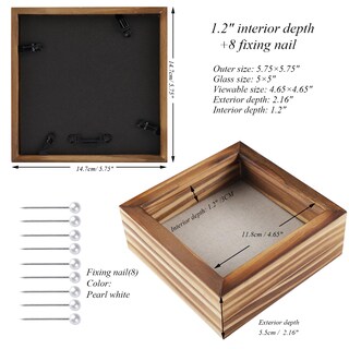Foto 3 | Foto 3 | Vitrina Pequeña Shadow Box Frame 1dot2 De 5 X 5 Pulgadas Madera De Pino - Venta Internacional.