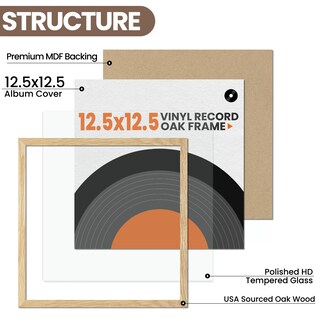 Foto 3 | Foto 3 | Marco De Vinilo Para Discos Venusmiles  Madera De Roble Natural  32 X 32 Cm - Venta Internacional.
