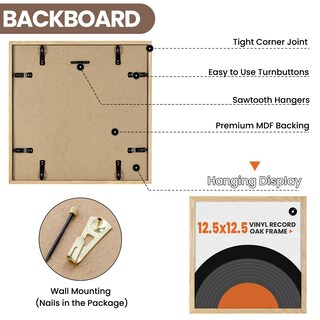 Foto 5 | Foto 5 | Marco De Vinilo Para Discos Venusmiles  Madera De Roble Natural  32 X 32 Cm - Venta Internacional.