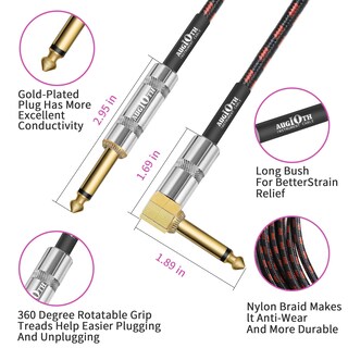 Foto 3 | Foto 3 | Cable Para Guitarra Augioth Cable De Bajo Para Instrumento Eléctrico Paquete De 2 Pies - Venta Internacional.
