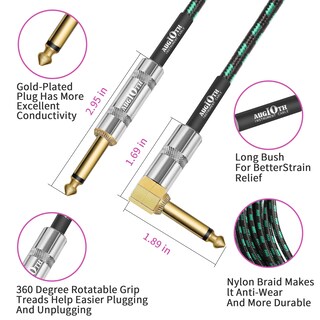 Foto 3 | Foto 3 | Cable Para Guitarra Augioth De 1 8 M  2 Unidades  Cable De Bajo Para Instrumentos Eléctricos - Venta Internacional.