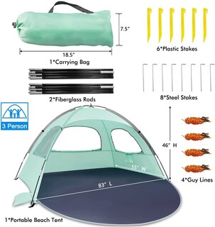 Foto 6 | Foto 6 | Carpa De Playa Nxone Protección Solar Para 2 A 3 Personas Con Protección Uv - Venta Internacional.