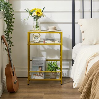 Foto 2 | Foto 2 | Mesa Auxiliar De Cristal Ibuyke Utmz002g Con Estante De Almacenamiento Dorado Transparente - Venta Internacional.