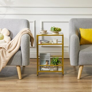 Foto 3 | Foto 3 | Mesa Auxiliar De Cristal Ibuyke Utmz002g Con Estante De Almacenamiento Dorado Transparente - Venta Internacional.