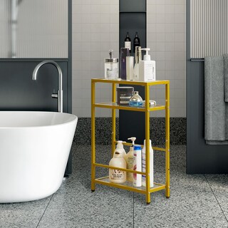 Foto 4 | Foto 4 | Mesa Auxiliar De Cristal Ibuyke Utmz002g Con Estante De Almacenamiento Dorado Transparente - Venta Internacional.