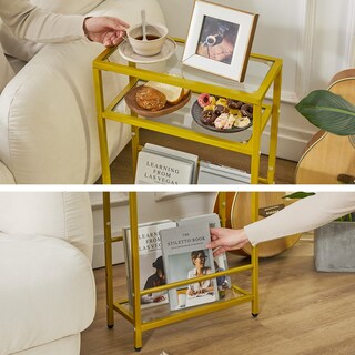 Foto 5 | Foto 5 | Mesa Auxiliar De Cristal Ibuyke Utmz002g Con Estante De Almacenamiento Dorado Transparente - Venta Internacional.