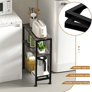 Foto 4 | Foto 4 | Mesa Auxiliar Homedawn Narrow De 2 Niveles Con Soporte Para Estantes  Color Gris - Venta Internacional.