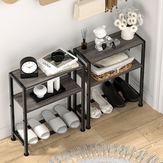 Foto 5 | Foto 5 | Mesa Auxiliar Homedawn Narrow De 2 Niveles Con Soporte Para Estantes  Color Gris - Venta Internacional.