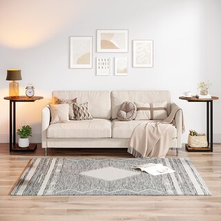 Foto 2 | Foto 2 | Juego De Mesas Auxiliares Hosfais De Madera En Forma De C Con Marco De Metal 2 Unidades Color Marrón - Venta Internacional.