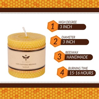 Foto 2 | Foto 2 | Vela En Forma De Pilar De Cera De Abejas Deybby Hecha A Mano Cera De Abejas Pura 3 X 3 Cm - Venta Internacional.