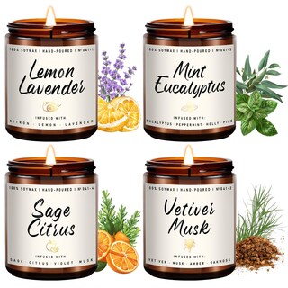 Foto 1 | Foto 1 | Set De Velas Aromáticas Auelife Paquete De 4 Velas De Soja Menta Y Eucalipto - Venta Internacional.