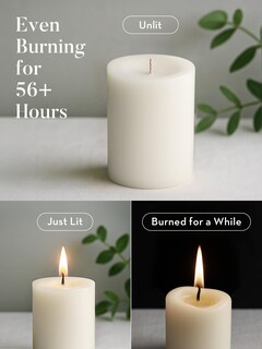 Foto 4 | Foto 4 | Set De 6 Velas De Cera Pillar Candles Ashlux  Color Blanco  56 Horas De Combustión  7 X 10 Cm - Venta Internacional.