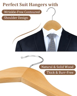 Foto 5 | Foto 5 | Perchas De Madera Amkufo Para Trajes  20 Unidades  Antideslizantes  De Madera Natural - Venta Internacional.