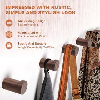 Foto 3 | Foto 3 | Ganchos De Pared De Madera Bsdonte  12 Unidades  Madera De Nogal Natural  Resistentes - Venta Internacional.