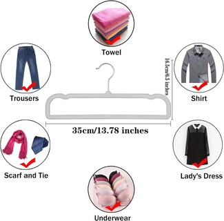Foto 4 | Foto 4 | Ganchos Wjwski De Terciopelo Antideslizante Para Pantalones 20 Unidades Gris Y Plateado - Venta Internacional.