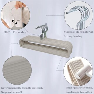 Foto 5 | Foto 5 | Ganchos Wjwski De Terciopelo Antideslizante Para Pantalones 20 Unidades Gris Y Plateado - Venta Internacional.
