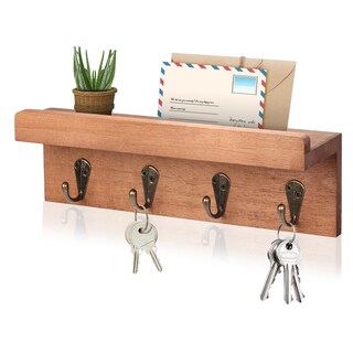 Foto 1 | Foto 1 | Estantería Rústica De Pared Hronrad Con 4 Ganchos Color Marrón Roble - Venta Internacional.