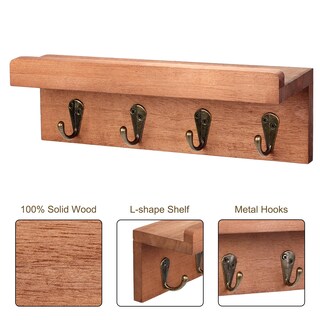 Foto 3 | Foto 3 | Estantería Rústica De Pared Hronrad Con 4 Ganchos Color Marrón Roble - Venta Internacional.
