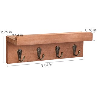 Foto 6 | Foto 6 | Estantería Rústica De Pared Hronrad Con 4 Ganchos Color Marrón Roble - Venta Internacional.