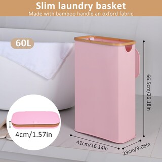 Foto 2 | Foto 2 | Cesto De Ropa Iegrow Delgado De 60 Litros Con Tapa Y Bolsa Interior Extraíble - Venta Internacional.