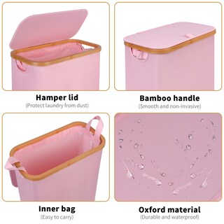 Foto 4 | Foto 4 | Cesto De Ropa Iegrow Delgado De 60 Litros Con Tapa Y Bolsa Interior Extraíble - Venta Internacional.