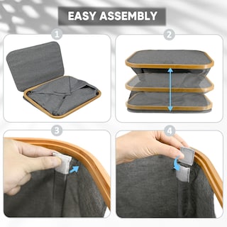 Foto 5 | Foto 5 | Cesto De Ropa Baleine Con Tapa 140 L Asas De Bambú Gris - Venta Internacional.