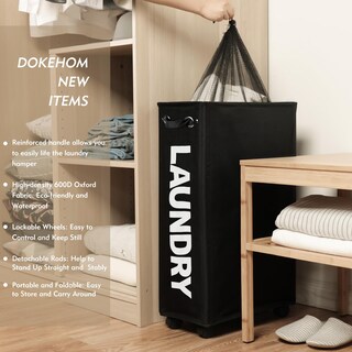 Foto 2 | Foto 2 | Cesto Para Ropa Sucia Dokehom Agrandado Y Delgado 70 Litros Con Ruedas Negro - Venta Internacional.