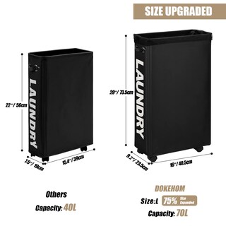 Foto 3 | Foto 3 | Cesto Para Ropa Sucia Dokehom Agrandado Y Delgado 70 Litros Con Ruedas Negro - Venta Internacional.